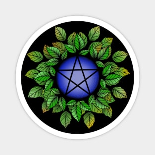 Leafy Blue Pentagram T-Shirt Magnet